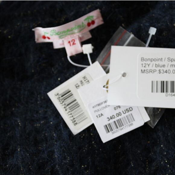 NWT Bonpoint Sweater Tank Vest Alpaca Merino Wool Navy Blue Gold Sparkle 12 - Picture 5 of 6